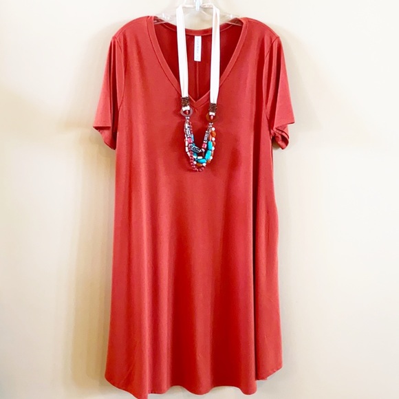 Zanana Womans 3//4 Sleeve Round Hem A-Line Premium Dress Plus size-1XL-3XL